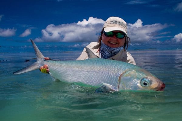 Alphonse Island, Seychelles, milkfish on fly, Charlotte Chilcott