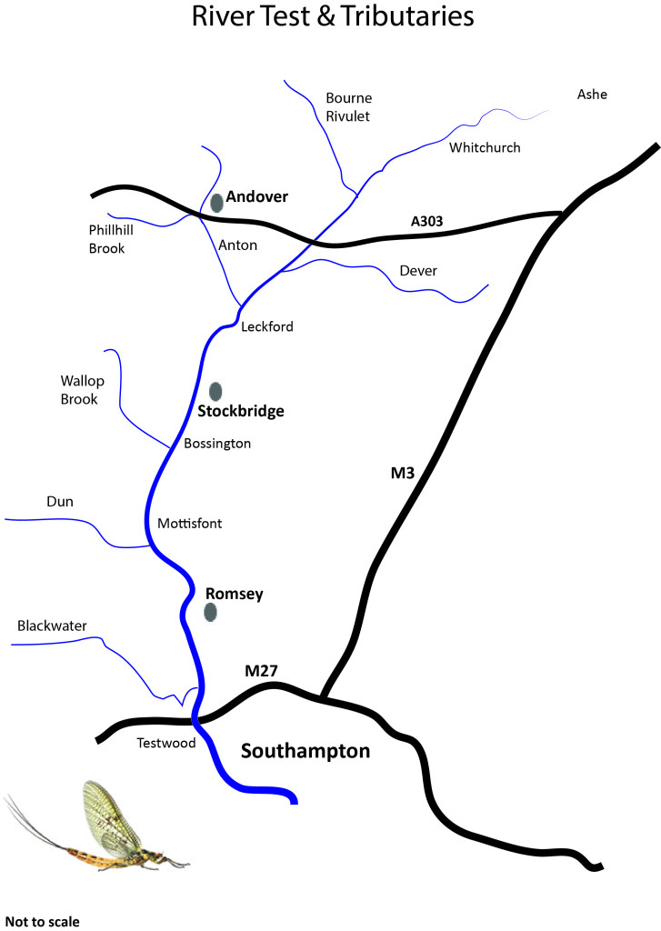 The river Test and Tributaries Map