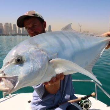 Fly fishing Dubai, UAE, Aardvark McLeod, shad, queenfish, GT, milkfish, golden trevally, permit