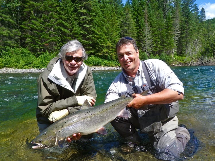 Stewart Seibens and Camp Bonaventure guide Matt Flowers, Nice fish Stewart!