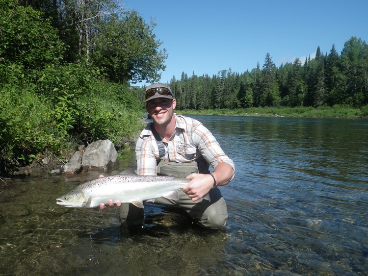 Colin Mahoney's first Atlantic salmon and his first trip to Salmon Lodge, Congratulations Colin! see you next year.
