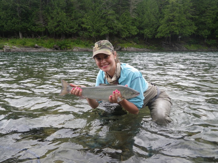 Kelly Williams with her first salmon, Congratulations Kelly!