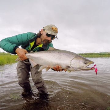 Goodnews River Lodge, Alaska Fly Fishing, Salmon Fly Fishing Alaska, Aardvark McLeod