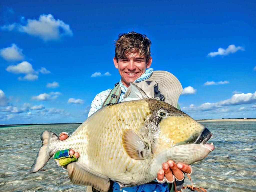 Christmas Island Lodge 2025 season fishing report, triggerfish, Aardvark McLeod 