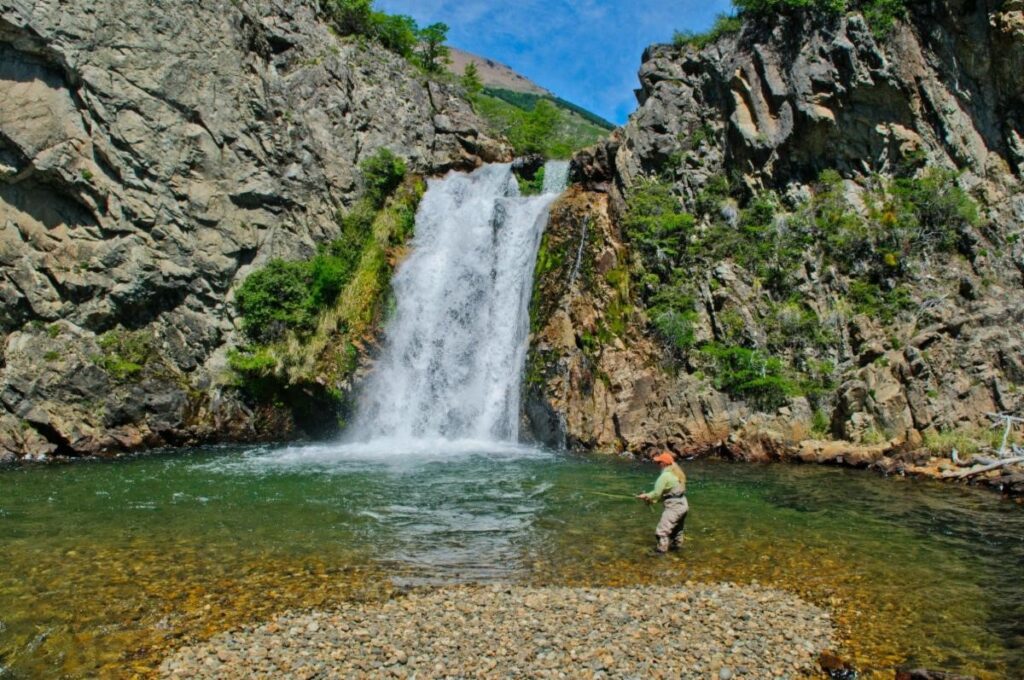 Argentina; trout fishing at Rio Manso Lodge in Patagonia
